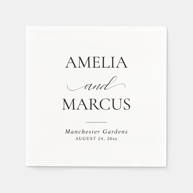 Elegant Classic Script Calligraphy Wedding Napkin (Front)