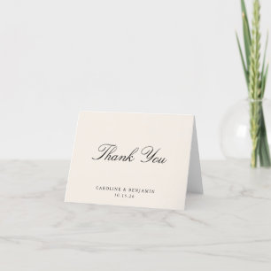 Elegant Classic Script Wedding Ivory Custom Folded Thank You Card