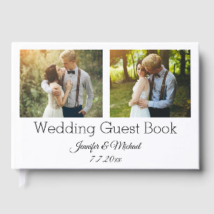 elegant classic script wedding photo collage guest book