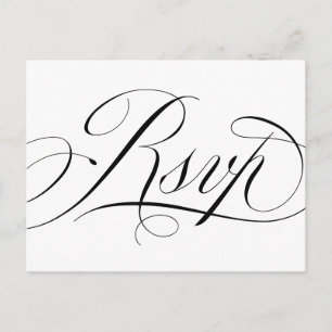 Elegant Classic Script Wedding RSVP Postcard
