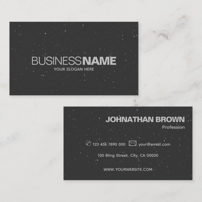 Elegant Classic Simple Black Grey Sparkle Glitter  Business Card (Front/Back)