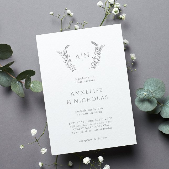 Elegant classic simple formal monogram wedding invitation (Creator Uploaded)