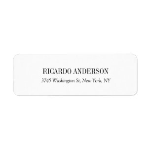 Elegant Classic Simple White Professional Plain Return Address Label