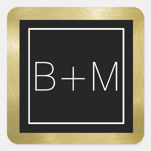 elegant classic square monogram, weddings sticker (Front)