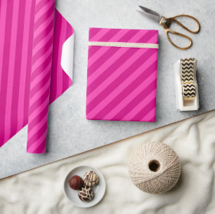 Elegant Classic Striped Template Hot Pink Gift Wrapping Paper