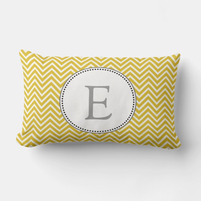 Elegant, classic sunny yellow chevron zigzag lumbar cushion (Front)