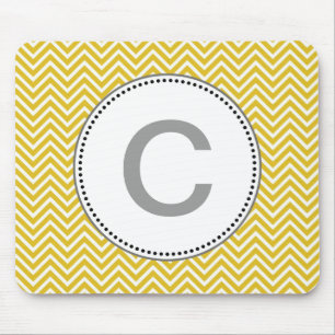 Elegant, classic sunny yellow chevron zigzag mouse pad
