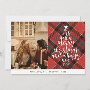 Elegant Classic Tartan Family Photo Christmas  Holiday Card