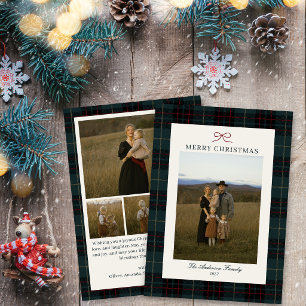 Elegant Classic Tartan Plaid Christmas Five Photo Holiday Card