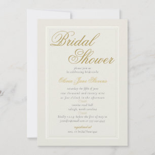 Elegant Classic Triple Frame Ecru Bridal Shower Invitation