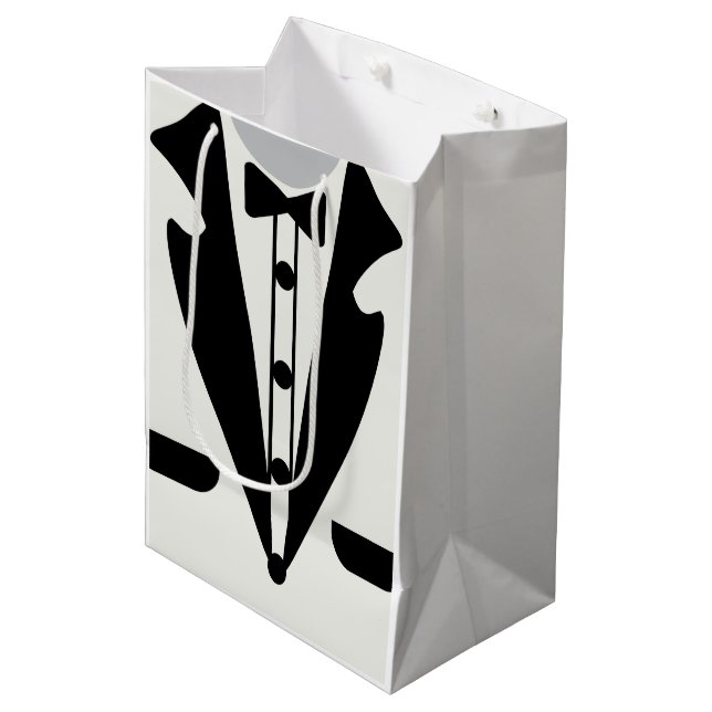 Elegant Classic Tuxedo Bow Tie Graduation Medium Gift Bag (Front Angled)