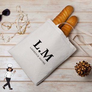 Elegant Classic Typo Name Chef Monogram Tote Bag