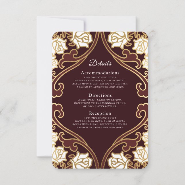 Elegant Classic Victorian Wedding  Details RSVP Card (Front)