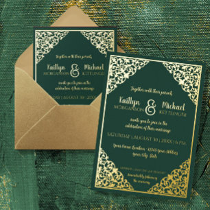 Elegant Classic Vintage Green n Gold Foil Wedding