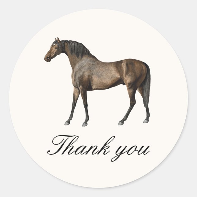 Elegant Classic Vintage Horse Race Derby Party Round Sticker (Front)
