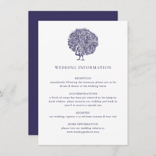Elegant Classic Vintage Peacock Wedding Detail Enclosure Card