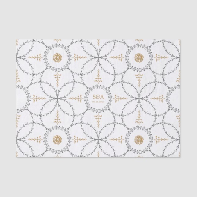 Elegant classic vintage wedding monogram tissue paper (Front)