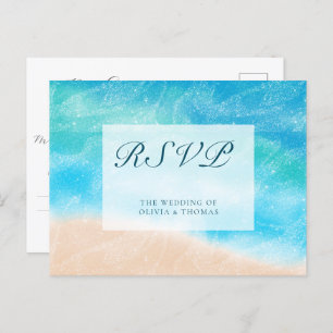 Elegant Classic Watercolor Beach Wedding Meal RSVP Invitation Postcard