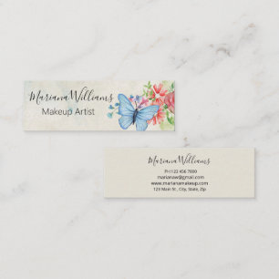 elegant classic watercolor butterfly makeup artist mini business card