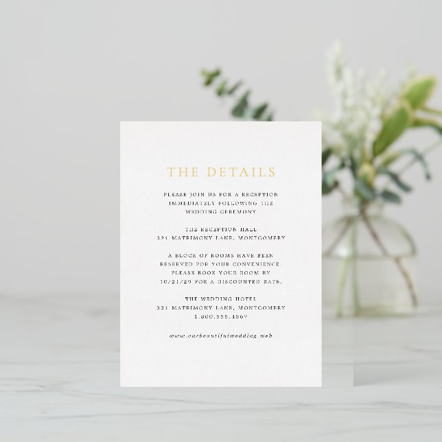 Elegant Classic Wedding Foil Enclosure Card (Standing Front)