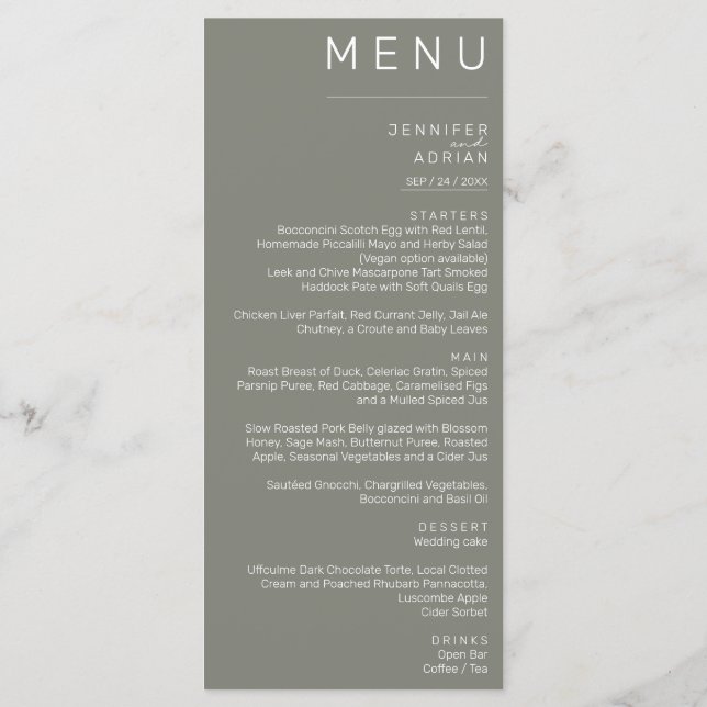 Elegant Classic Wedding Menu (Back)