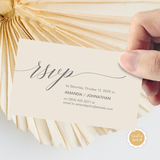 Elegant Classic Wedding, Party Invitation RSVP (Elegant Classic Wedding, Party Invitation RSVP Enclosed Card, in Dark Grey Cream)