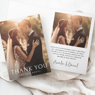 Elegant classic wedding photo folded thank you card