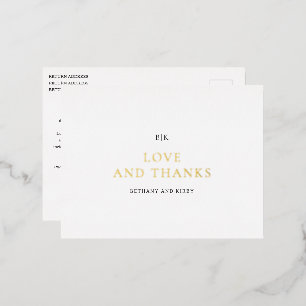 Elegant  Classic Wedding Thank You Foil Invitation Postcard