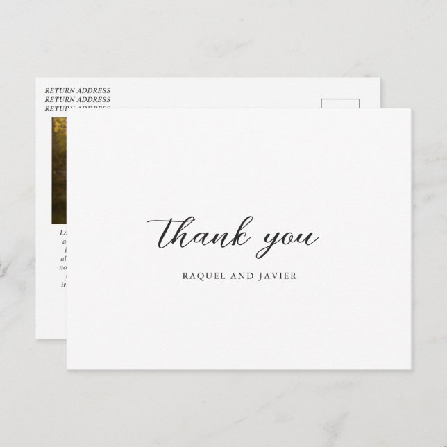 Elegant Classic Wedding Thank You Postcard (Front/Back)