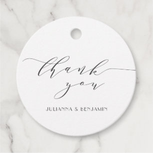 Elegant Classic White Art Deco Wedding Thank You Favour Tags