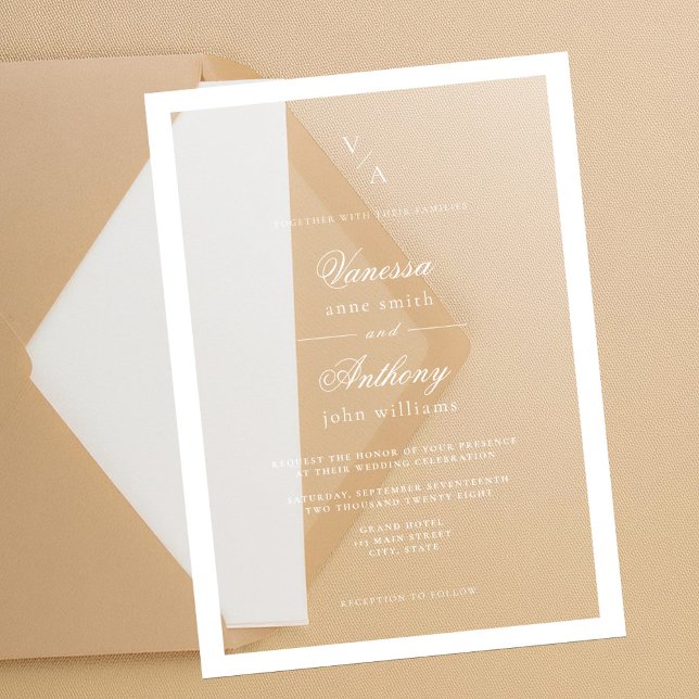 Elegant Classic White Border Wedding Acrylic Invitations (Creator Uploaded)