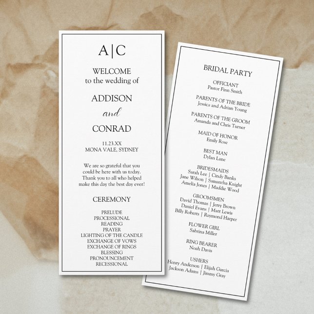  Elegant Classic White Monogram Wedding Program (Creator Uploaded)
