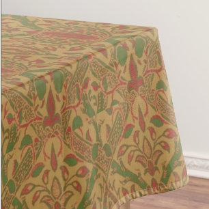 Elegant Classic William Morris Red Green Gold Tablecloth