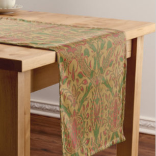 Elegant Classic William Morris Red Green  Short Table Runner