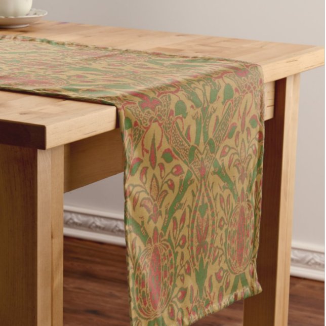 Elegant Classic William Morris Red Green  Short Table Runner (William Morris in elegant Christmas colors!)