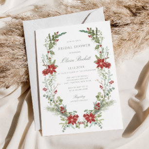 Elegant Classic Winter Greenery Bridal Shower Invitation