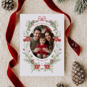 Elegant Classic Winter Greenery  Holiday Card