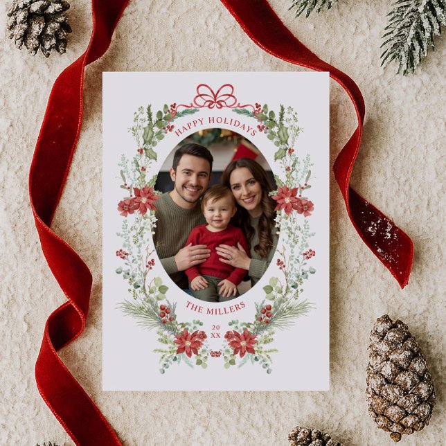 Elegant Classic Winter Greenery  Holiday Card (Creator Uploaded)