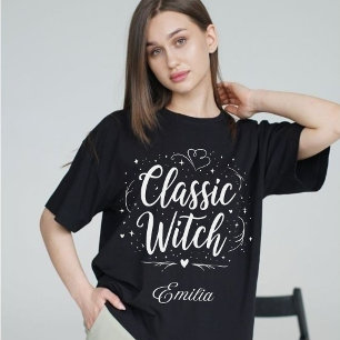 Elegant Classic Witch Custom Name Halloween Women Sweatshirt