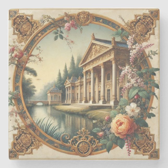 Elegant Classical Aesthetic – Timeless Beauty in A Stone Coaster (Front)