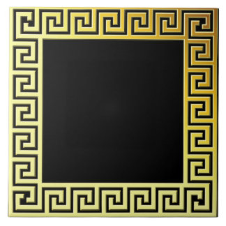 Elegant classical greece traditional gold l black ceramic tile