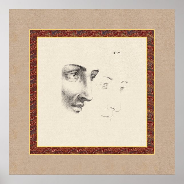 Elegant Classical Male Face in Profile Old French Poster (Front)