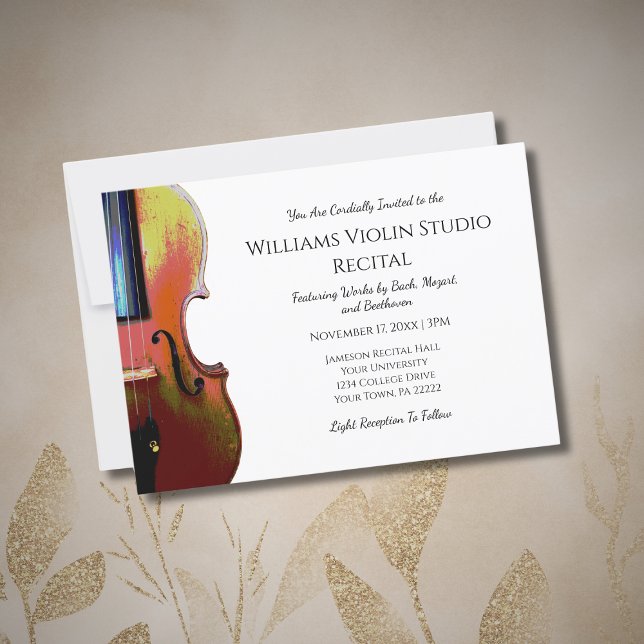 Elegant Classical Music Violin Concert Recital Invitation (Creator Uploaded)
