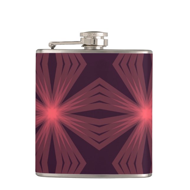 Elegant classical retro style geometric flower art hip flask (Front)