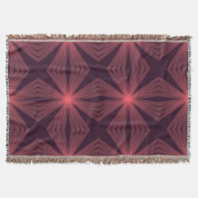 Elegant classical retro style geometric flower art throw blanket (Front)