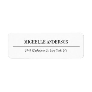 Elegant Classical Simple White Professional Plain Return Address Label