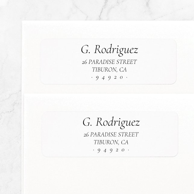 Elegant Classy 05 | Return Address Label (Simple classic elegant basic return address label template in black and white.)