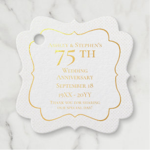 Elegant Classy 75th Wedding Anniversary Foil Favou Favour Tags