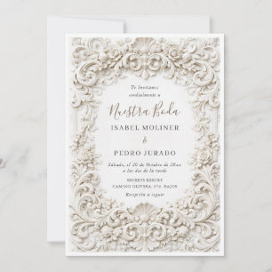 Elegant Classy Baroque Frame Nuestra Boda Wedding Invitation