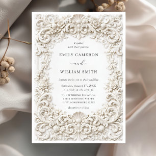 Elegant Classy Baroque Frame Wedding Invitation